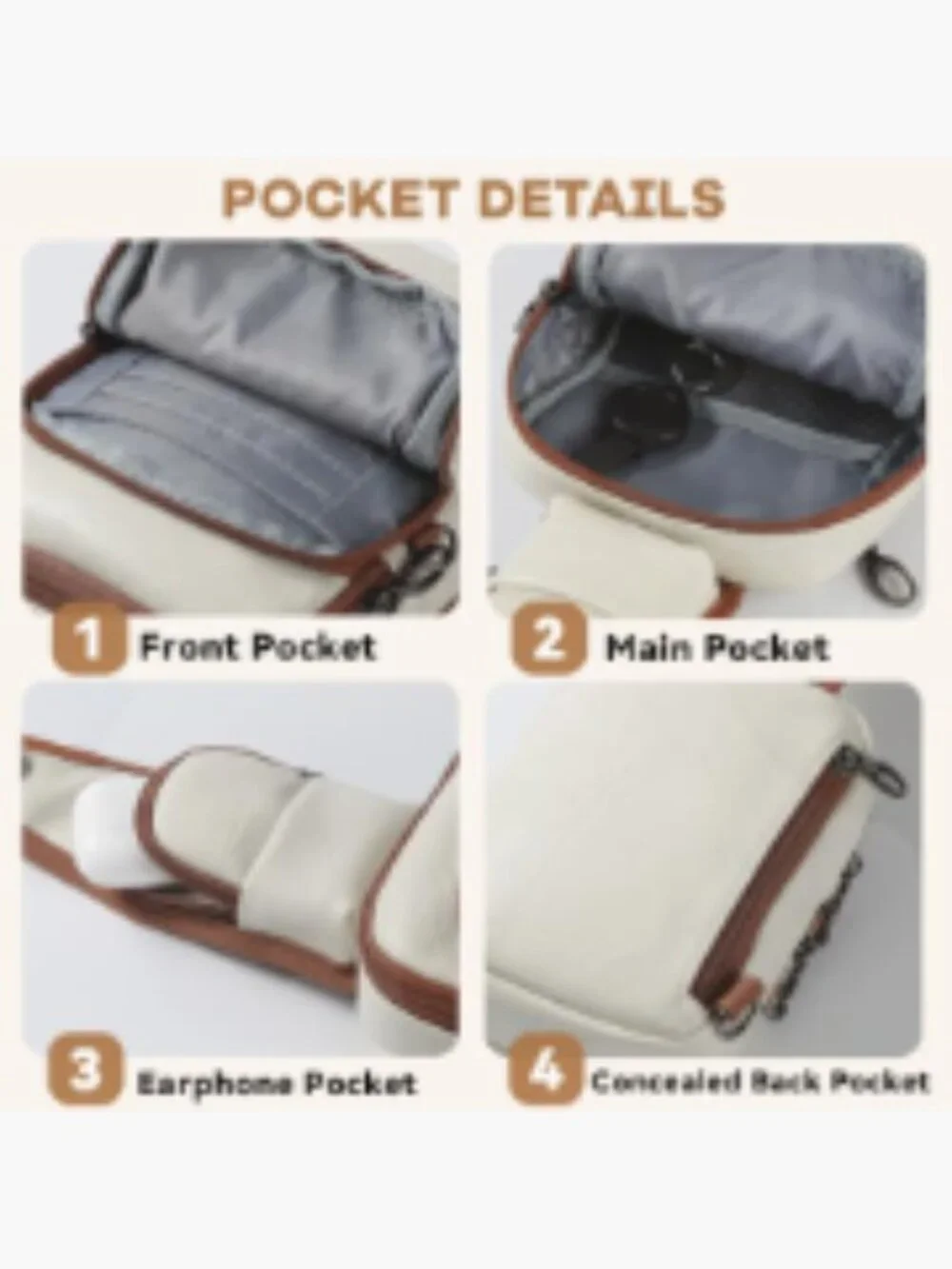 Women's Vegan Leather Crossbody Sling Bag RFID Anti-Theft Zipper Purse_6